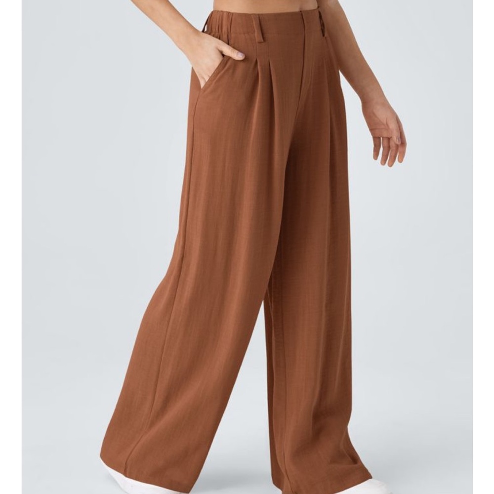 Halara High Waisted Pocket Linen Palazzo Pant- Women Sz XS- Sierra